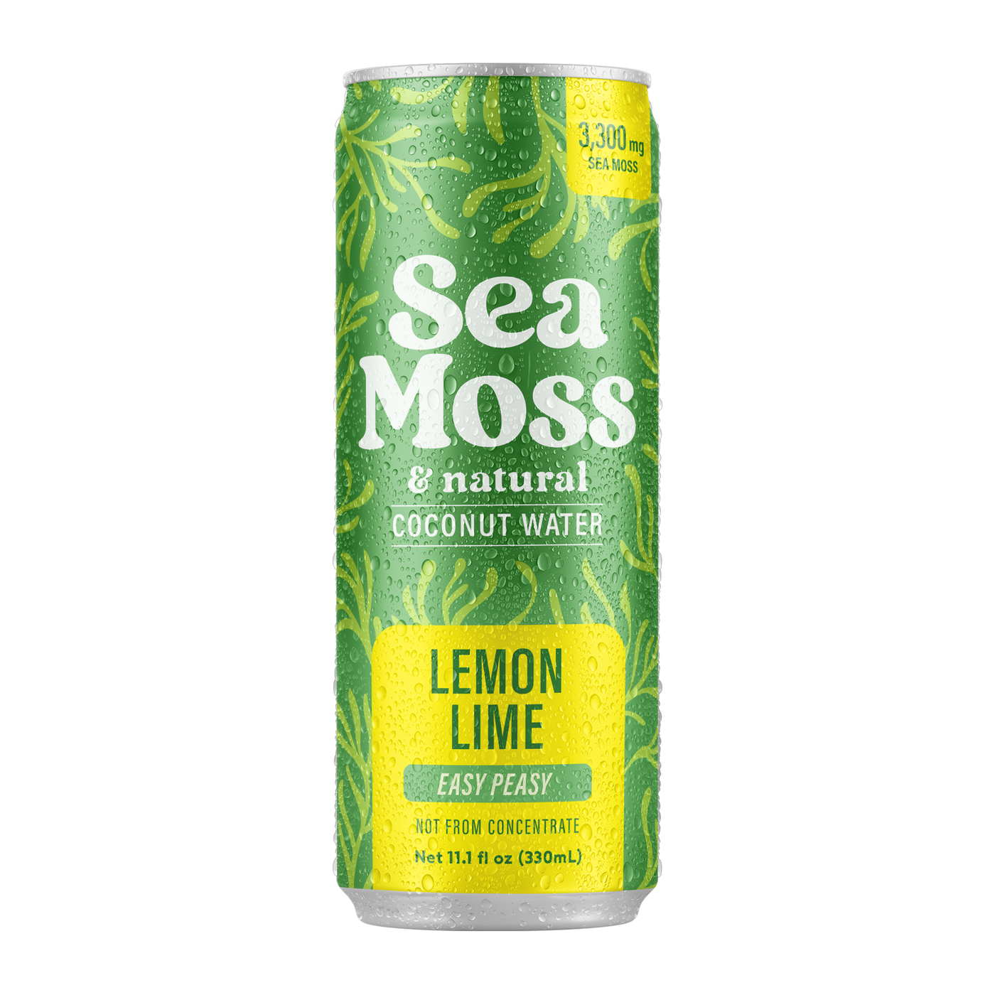 Sea Moss Coconut Water- Lemon Lime | 12-Pack | Not from Concentrate | No Added Sugar, Vegan, 3,300mg Wild-harvested Sea Moss, Electrolyte Hydration