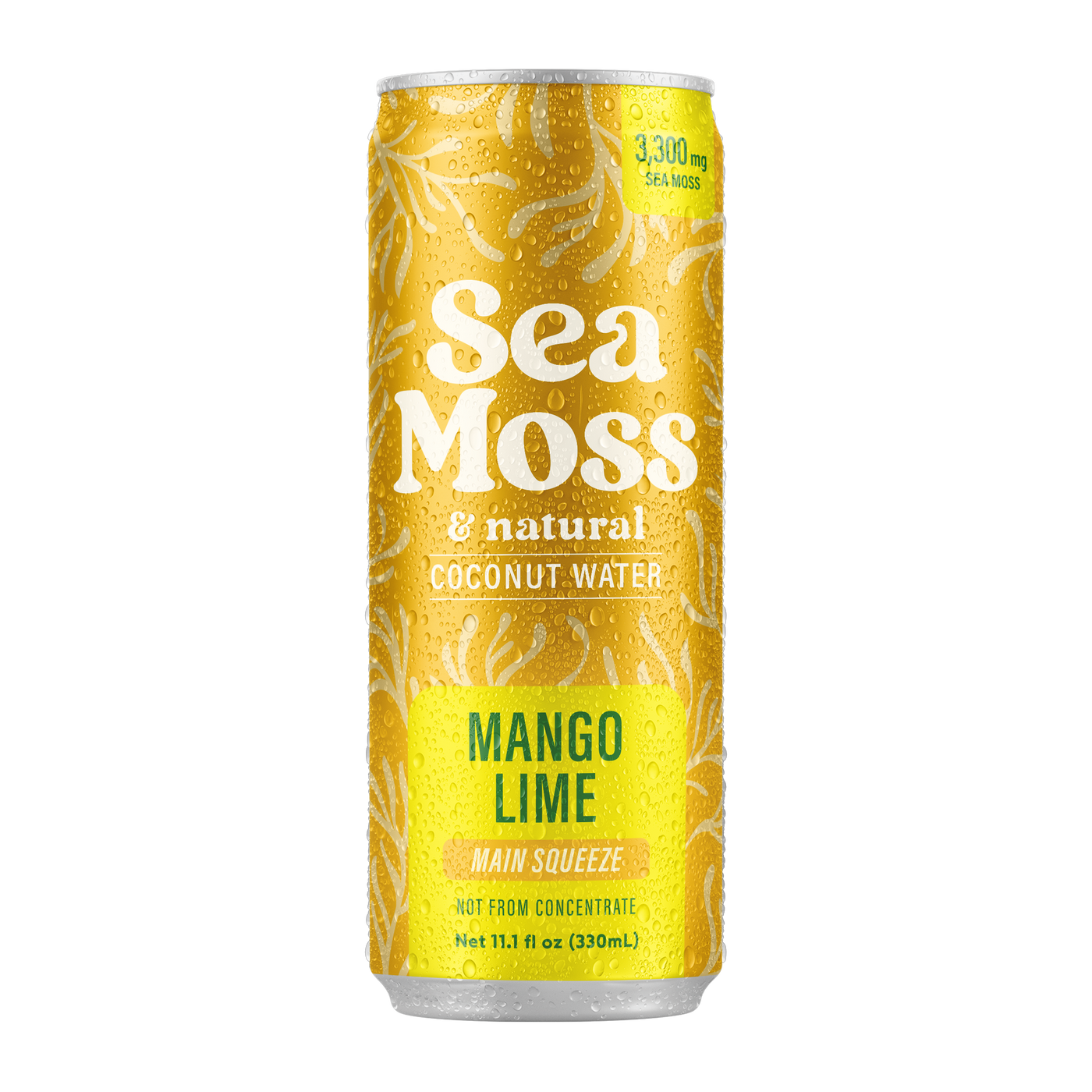 Sea Moss Coconut Water- Mango Lime | 12-Pack | Not from Concentrate | No Added Sugar, Vegan, 3,300mg Wild-harvested Sea Moss, Electrolyte Hydration