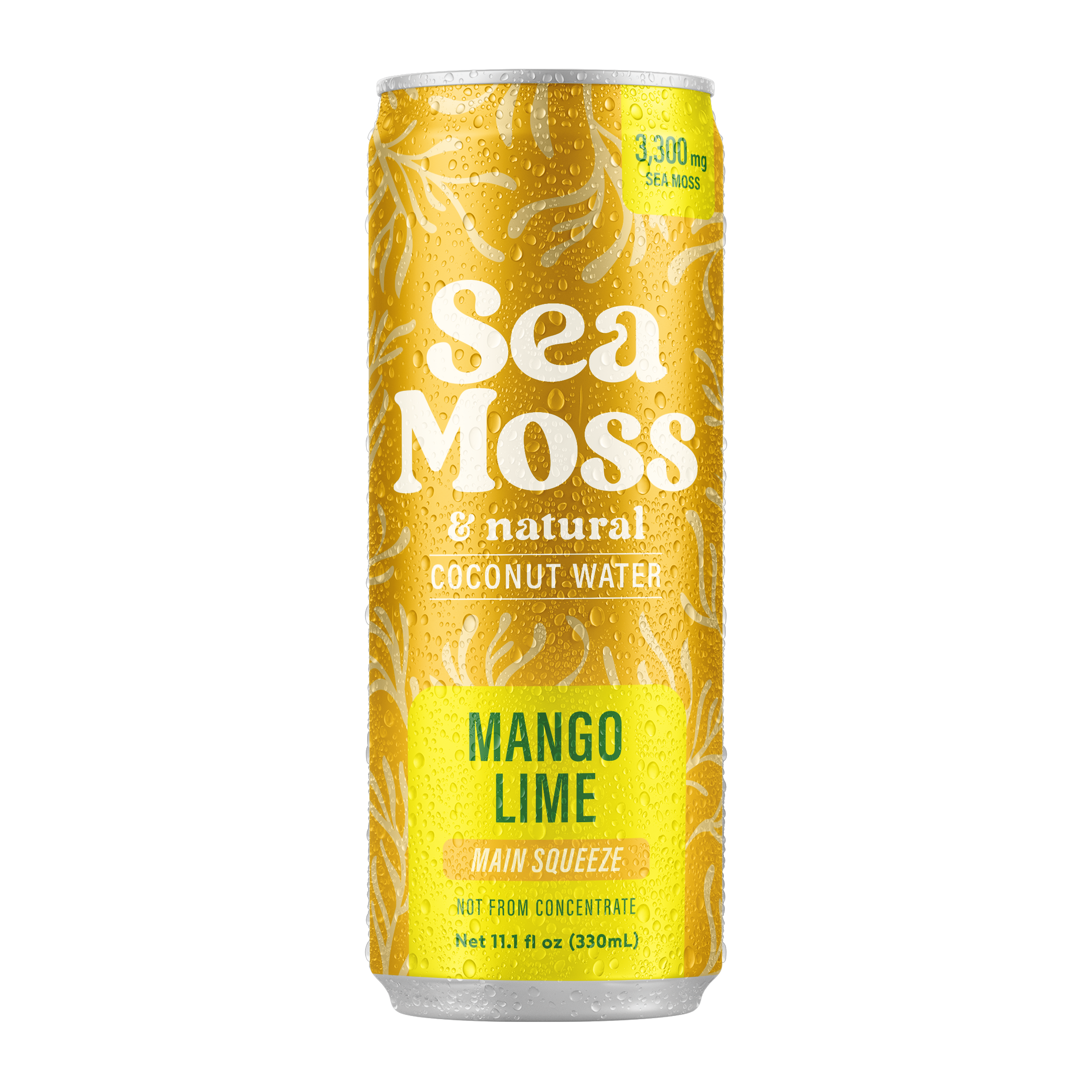Sea Moss Coconut Water- Mango Lime | 12-Pack | Not from Concentrate | No Added Sugar, Vegan, 3,300mg Wild-harvested Sea Moss, Electrolyte Hydration