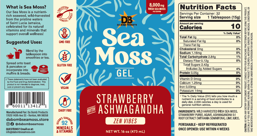 (16oz) Strawberry Ashwagandha Sea Moss Gel