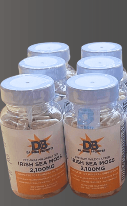 Organic Irish Sea Moss With Bladderwrack & Burdock Root Vegetable Capsules (2100mg) - Vender Cases - dabombproducts.store