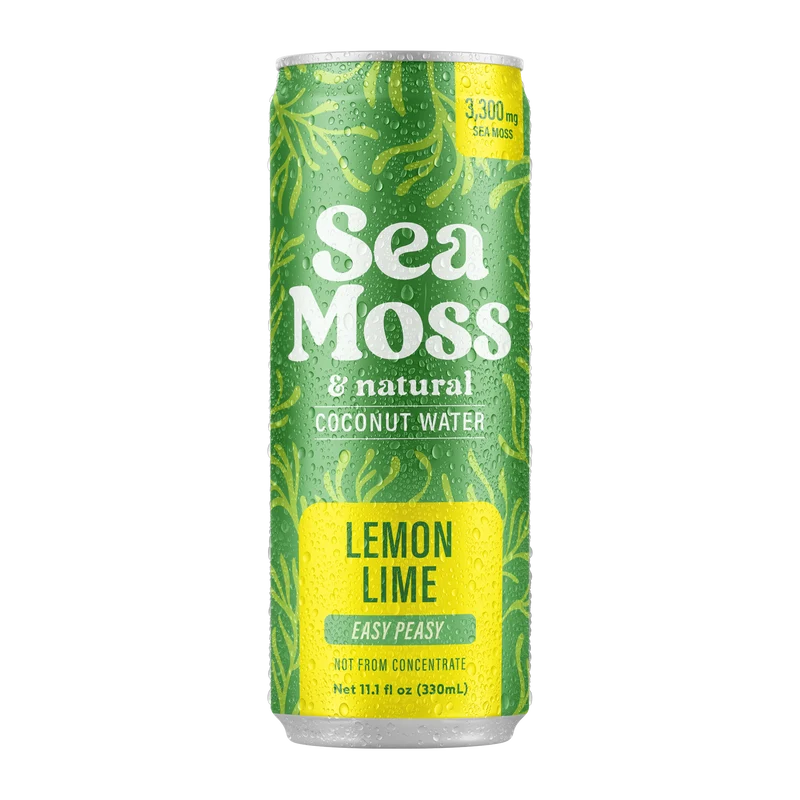 Sea Moss Coconut Water- Lemon Lime | 12-Pack | Not from Concentrate | No Added Sugar, Vegan, 3,300mg Wild-harvested Sea Moss, Electrolyte Hydration