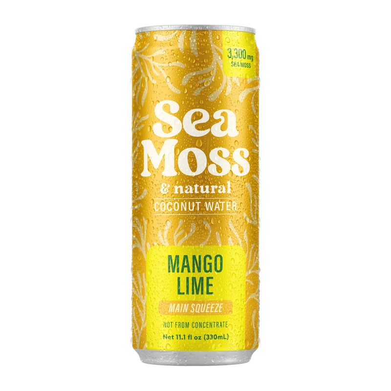 Sea Moss Coconut Water- Mango Lime | 12-Pack | Not from Concentrate | No Added Sugar, Vegan, 3,300mg Wild-harvested Sea Moss, Electrolyte Hydration